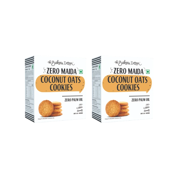 The Baker's Dozen Zero Maida Coconut Oats Cookies - Pack of 2
