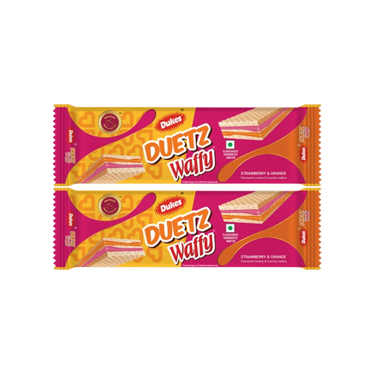 Dukes Duetz Waffy Wafer Bar (Strawberry & Orange) - Pack of 2