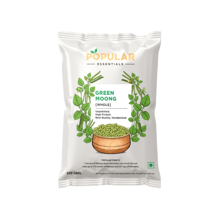 Popular Essentials Premium Green Moong (Sabut) Whole (Hesaru Kalu)