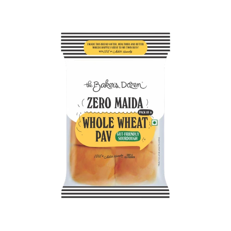 The Baker's Dozen Zero Maida Sourdough Pav, Whole Wheat