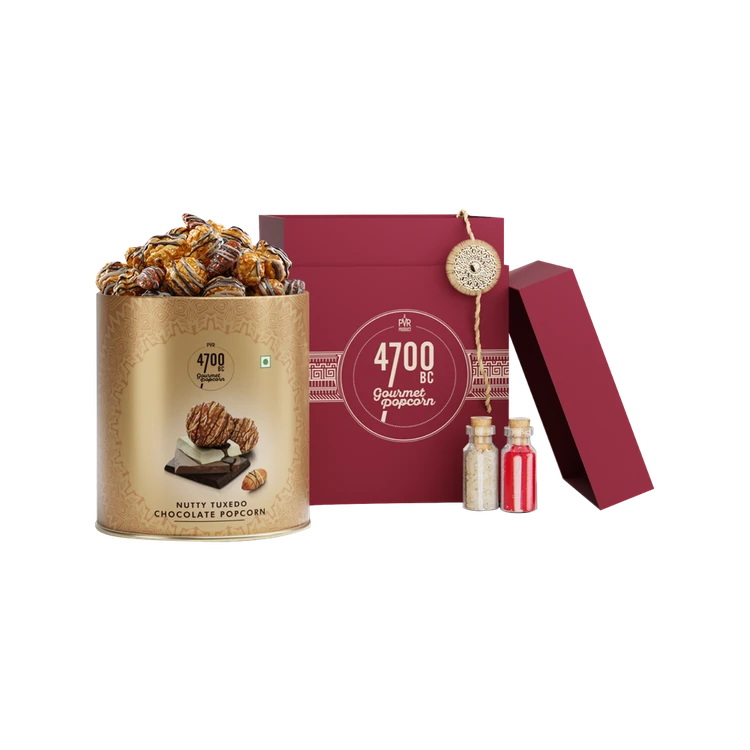 4700BC Rakhi Indulgence Gift Set with Chocolate Popcorn