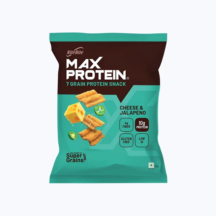 RiteBite Max Protein Cheese & Jalapeno 10 g Protein Multigrain Chips