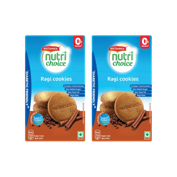 Britannia NutriChoice Ragi Cookies (Diabetic Friendly) - Pack of 2