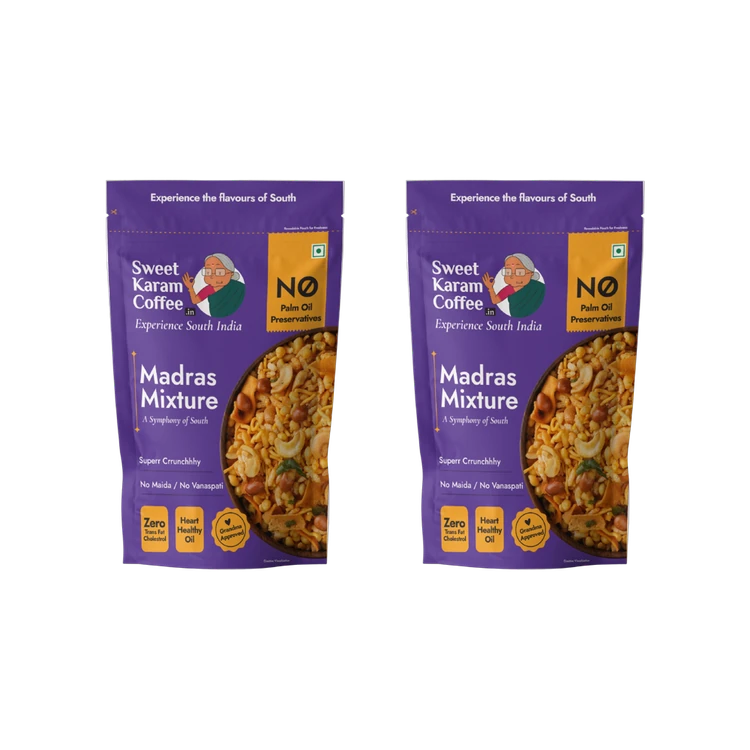 Sweet Karam Coffee Madras Mixture Namkeen - No Palm Oil - Pack of 2