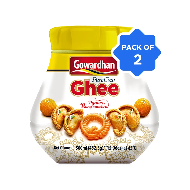 Gowardhan Premium Cow Ghee - Pack of 2 (Hasuvina Tuppa)