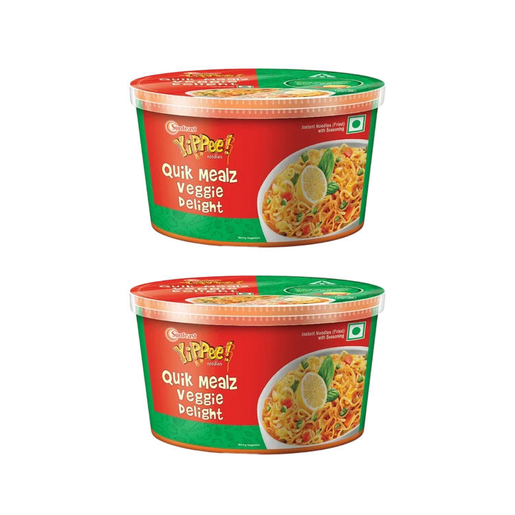 Yippee Quik Mealz Veggie Delight Instant Cup Noodles - Pack of 2