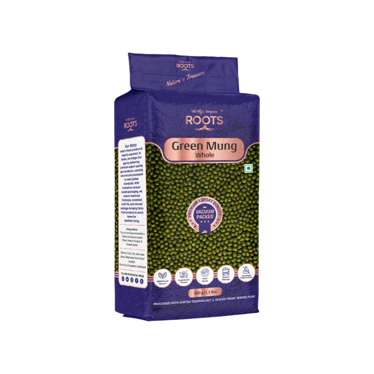 WINGS IMPEX ROOTS Premium Green Moong (Sabut)