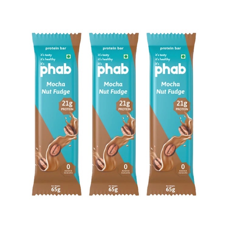 Phab 21g Protein Mocha Nut Fudge Protein Bar - Pack of 3