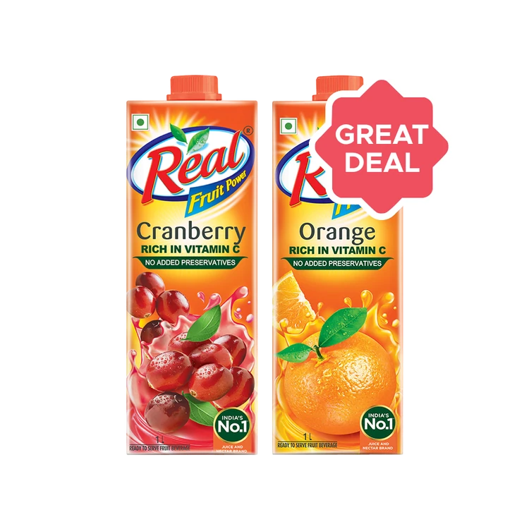 Real Fruit Power Cranberry Juice + Real Fruit Power Orange Juice Combo