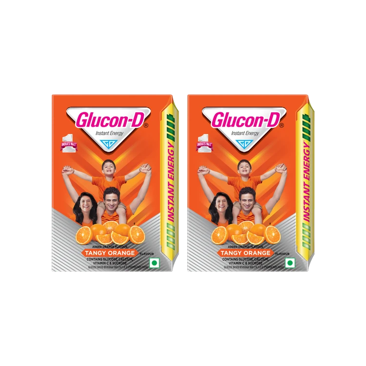 Glucon-D Tangy Orange Instant Energy Drink Mix Refill - Pack of 2