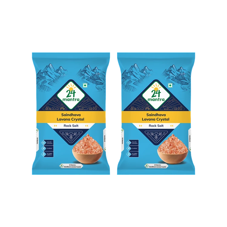 24 Mantra Organic Himalayan Crystal Rock Salt (Sendha Namak) - Pack of 2