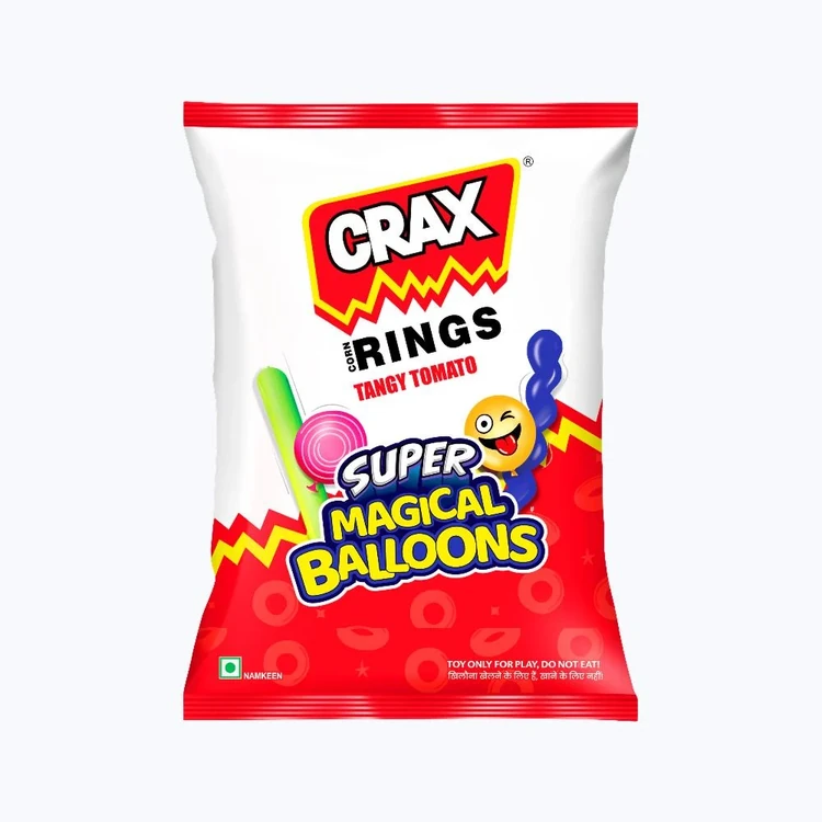 Crax Corn Rings Tangy Tomato Puffs Snacks with Super Toys