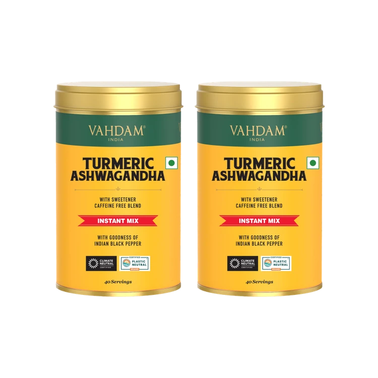 Vahdam Turmeric Ashwagandha Instant Mix Milk Powder - Pack of 2