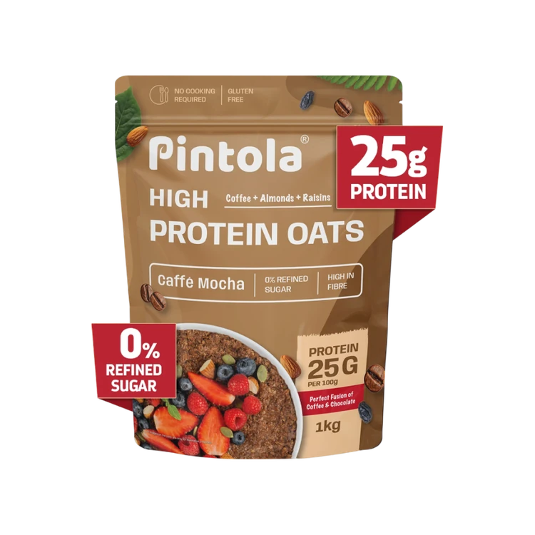 Pintola High Protein Oats Caffe Mocha 25g Protein, No Refined Sugar & High in Fribre