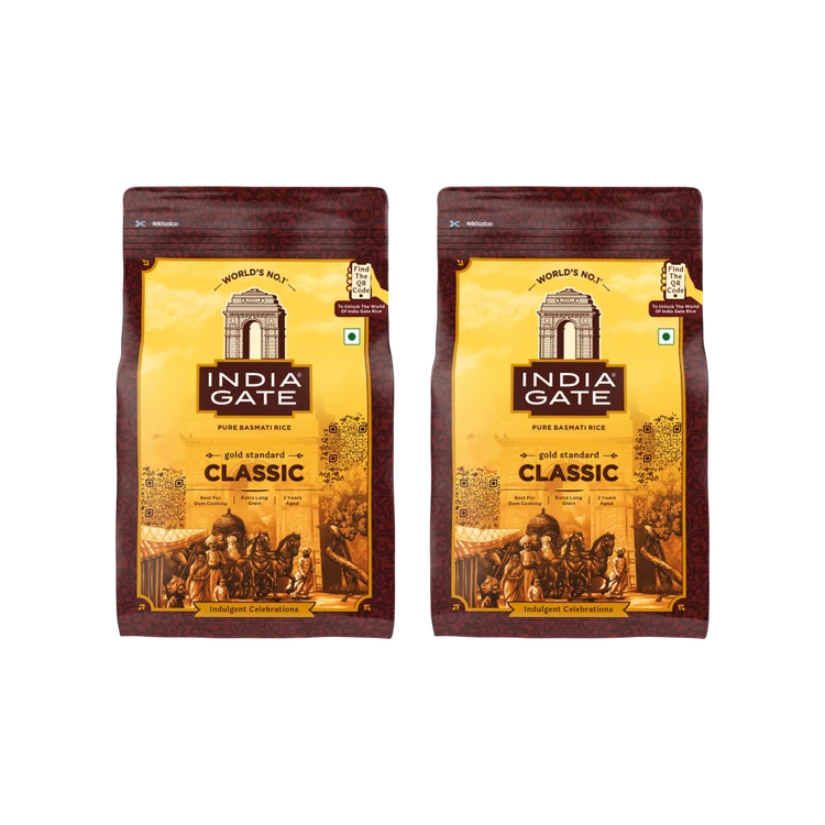 India Gate Classic Basmati Rice (Extra Long Grain) - Pack of 2 (Basmati Akki)