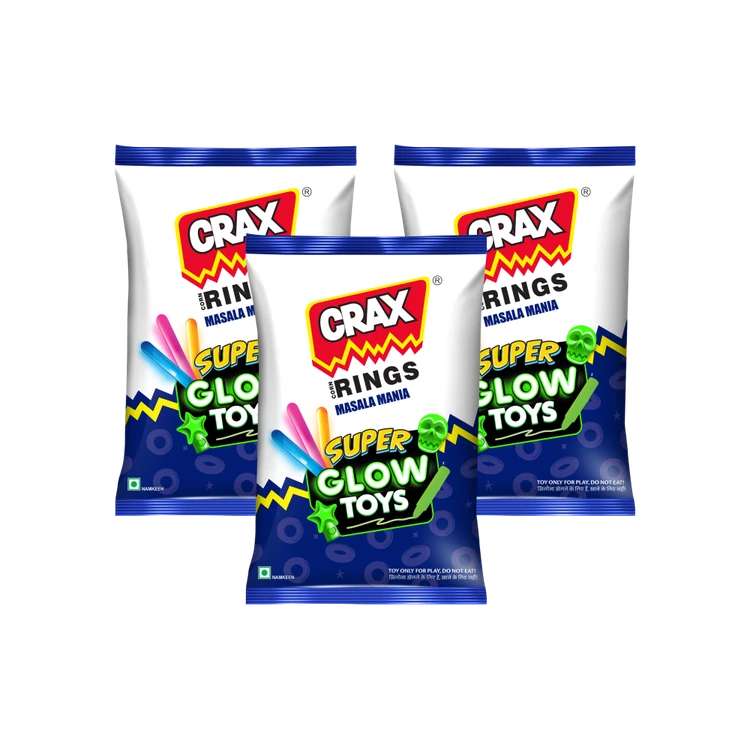 Crax Corn Rings Masala Mania Puffs Snacks with Super Toys - Pack of 3