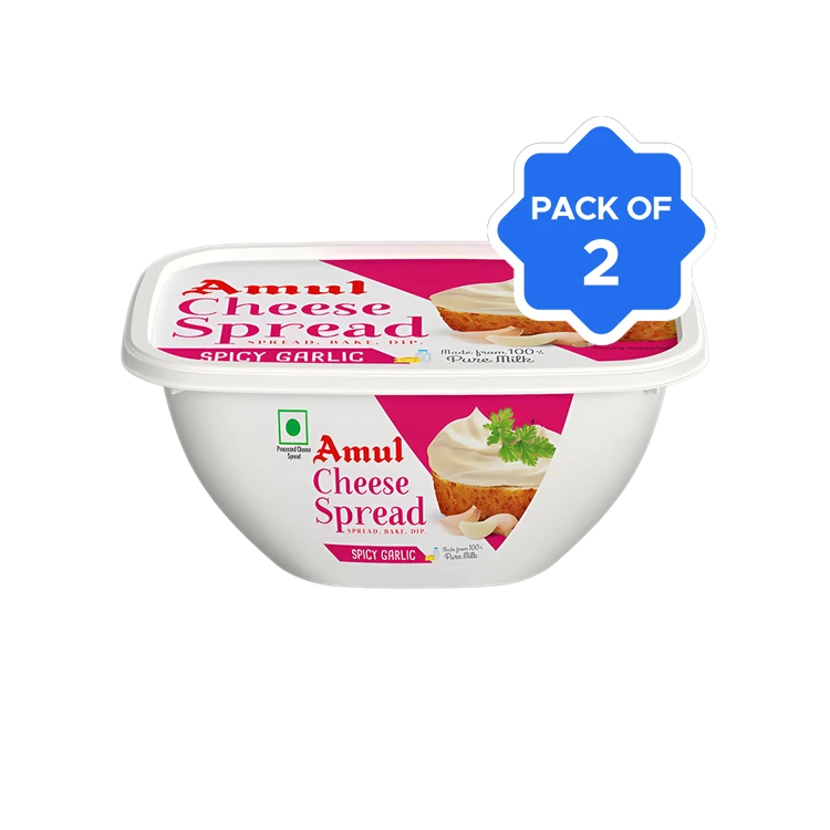 Amul Spicy Garlic Cheese Spread - Pack of 2