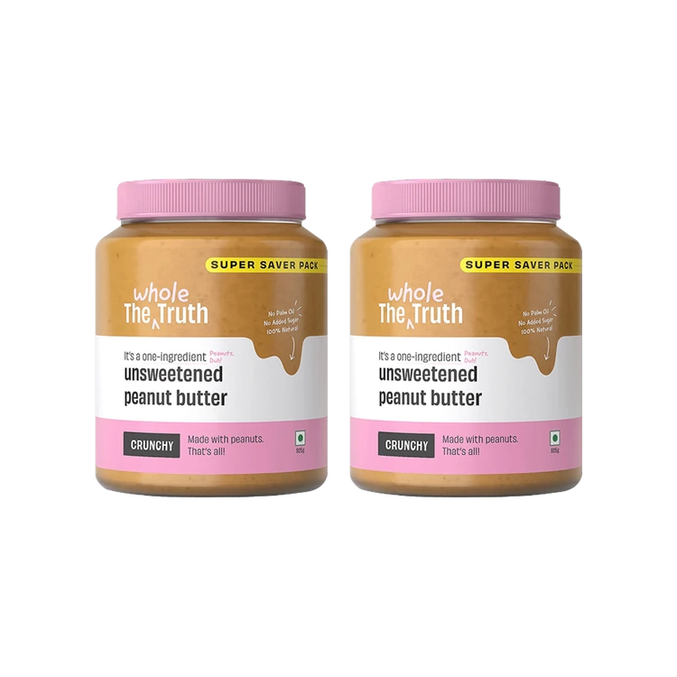 The Whole Truth Unsweetened & Crunchy Peanut Butter - Pack of 2