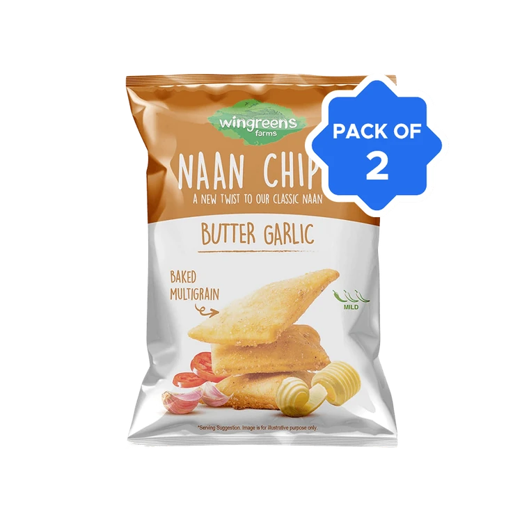 Wingreens Farms Butter Garlic Naan Chips - Pack of 2