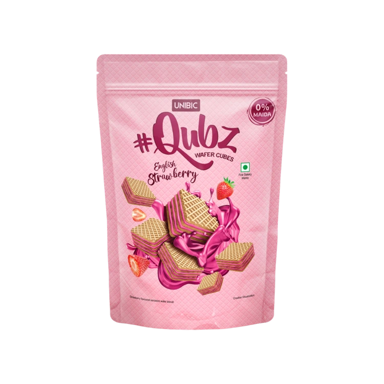Unibic Qubz English Strawberry Wafer Cube