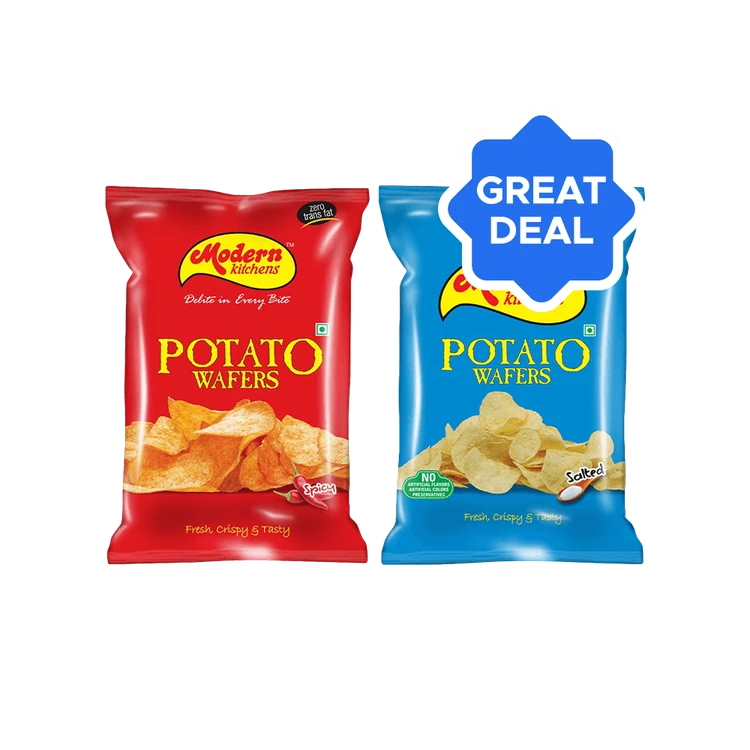 Modern Kitchens Salted Potato Wafers + Modern Kitchens Spicy Potato Wafers Combo