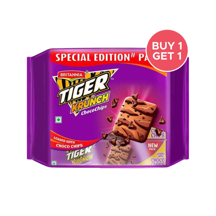 Britannia Tiger Krunch Choco chips Cookies - Buy 1 Get 1 Free