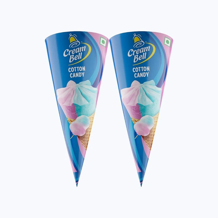 Cream Bell Cotton Candy Frozen Dessert Cone - Pack of 2