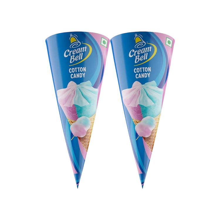 Cream Bell Cotton Candy Frozen Dessert Cone - Pack of 2