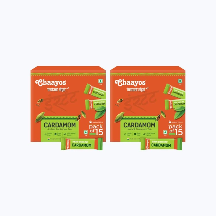 Chaayos Cardamom Instant Tea Premix Regular Sugar - Pack of 2
