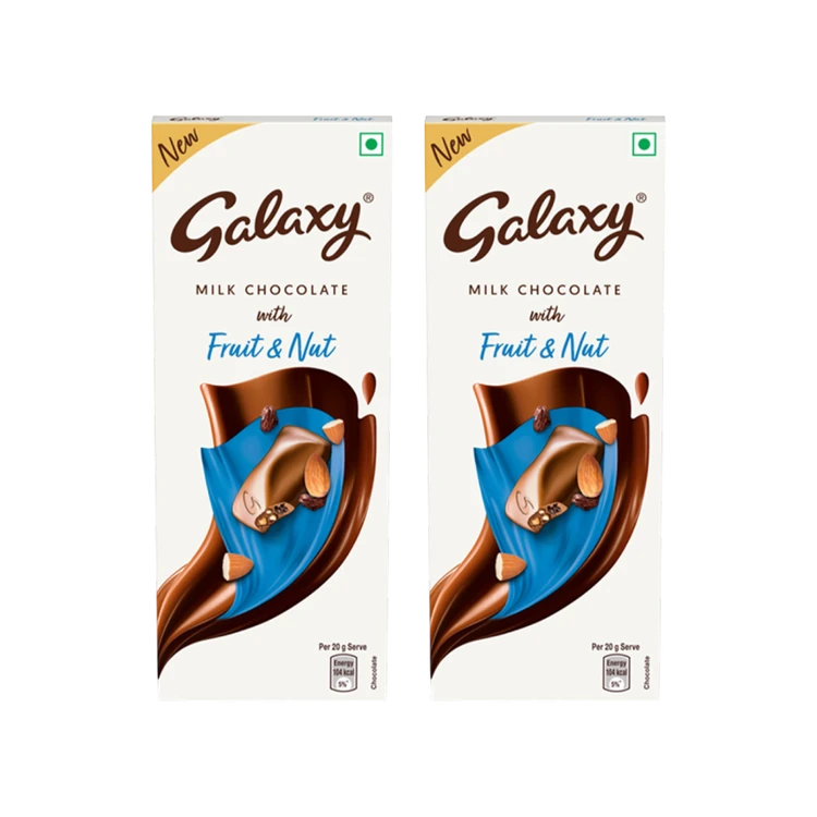 Galaxy Fruit & Nut Milk Chocolate Bar with Almonds & Raisins - Pack of 2