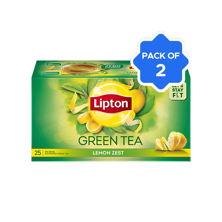 Lipton Lemon Zest Green Tea Bags - Pack of 2