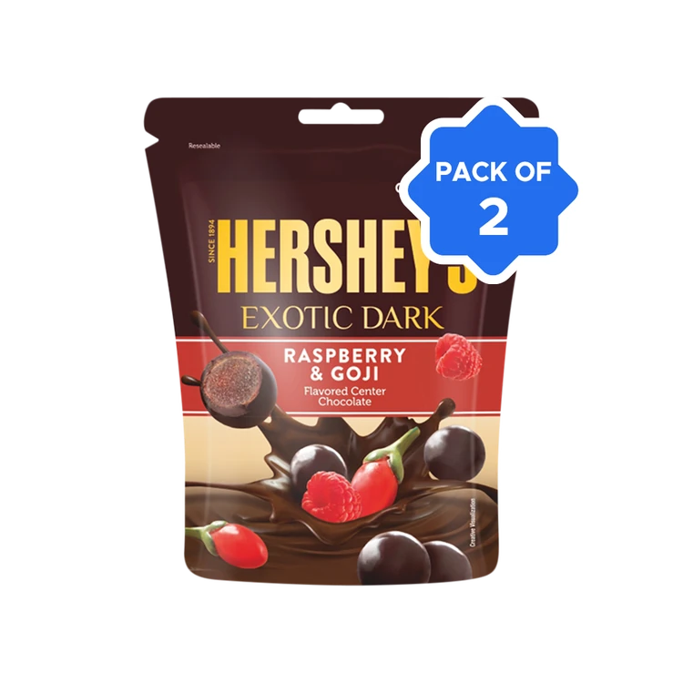 Hershey's Exotic Dark Dark Chocolate Pack (Raspberry & Goji) - Pack of 2