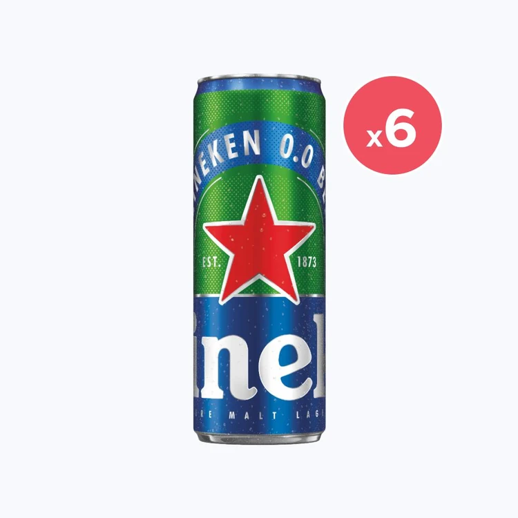 Heineken 0.0 Non Alcoholic Beer - Pack of 6