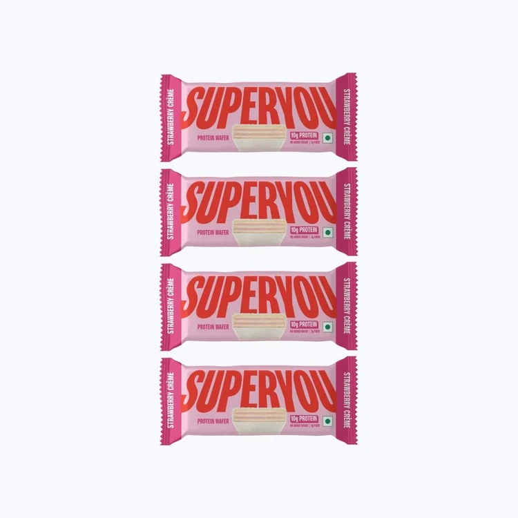SuperYou Strawberry Creme Wafer Protein Bar - Pack of 4