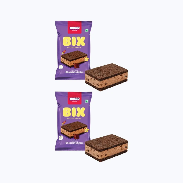 Hocco Bix Chocolate Chips Ice Cream Sandwich - Pack of 2