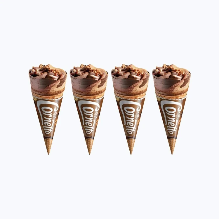 Kwality Walls Cornetto Double Chocolate Frozen Dessert Cone - Pack of 4