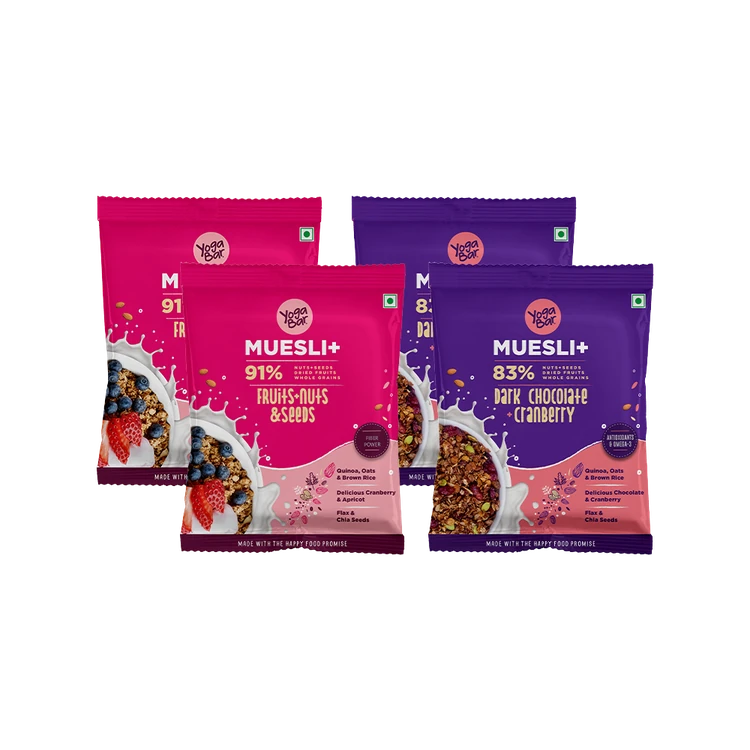 Yoga Bar Dark Chocolate + Cranberry & Fruit + Nuts & Seeds Muesli