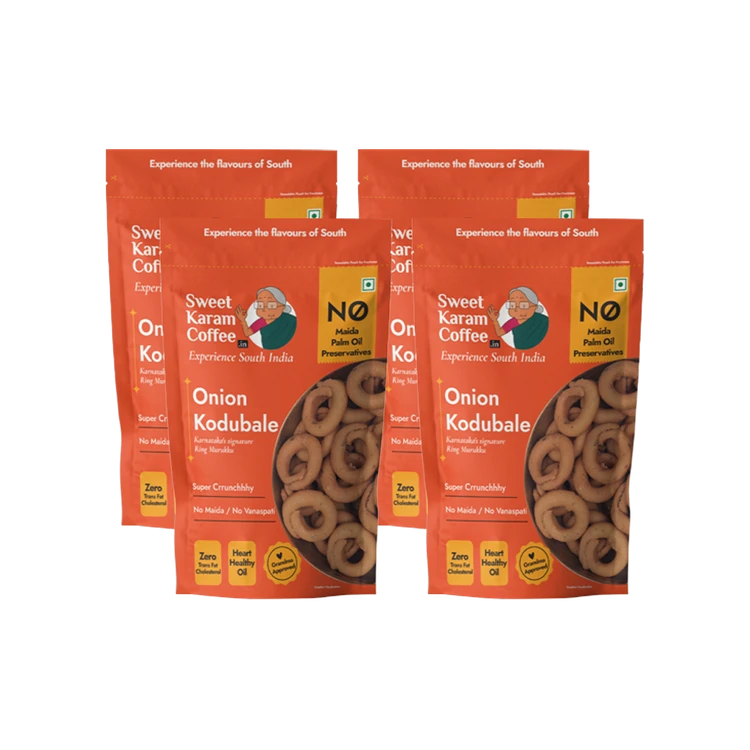 Sweet Karam Coffee Onion Kodubale/ Chakli, - No Palm Oil - Pack of 4