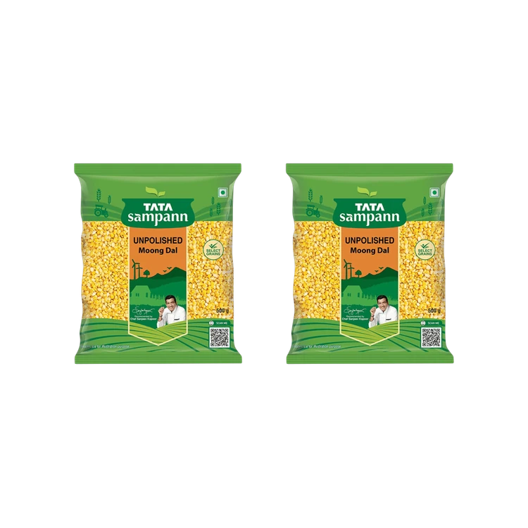Tata Sampann Unpolished Yellow Moong Dal (Dhuli) Split - Pack of 2 (Hesaru Bele)