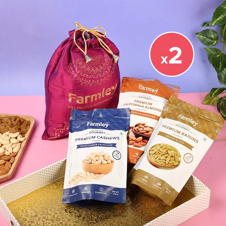 Farmley Mix Dry Fruit Potli - Pack of 2 (Ona Kaayi Potli)