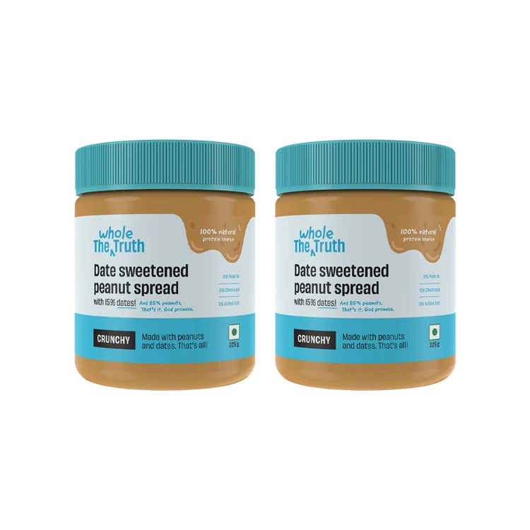 The Whole Truth Sweetened Crunchy Peanut Butter with dates - Pack of 2