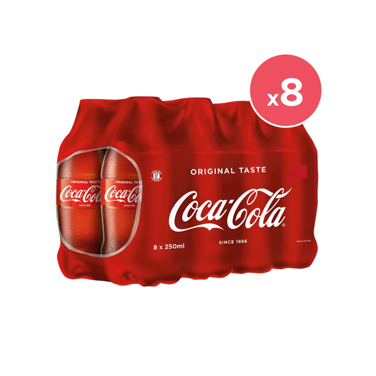 Coca-Cola Original Taste Soft Drink - Pack of 8