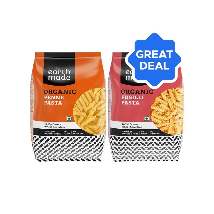 Earthmade Organic Penne Pasta + Earthmade Organic Fusilli Pasta Combo