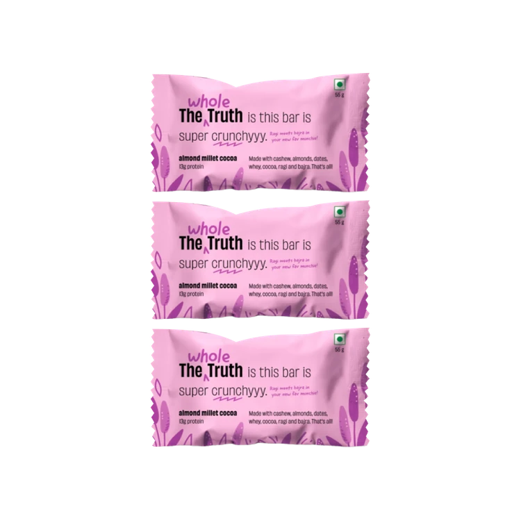 The Whole Truth Almond Millet Cocoa Protein Bar - Pack of 3