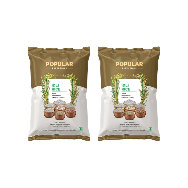 Popular Essentials Idli Rice (Short Grain) - Pack of 2 (Idli Akki)