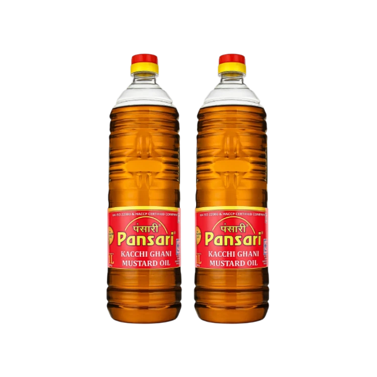 Pansari Kacchi Ghani Mustard Oil - Pack of 2 (Sasive Enne)