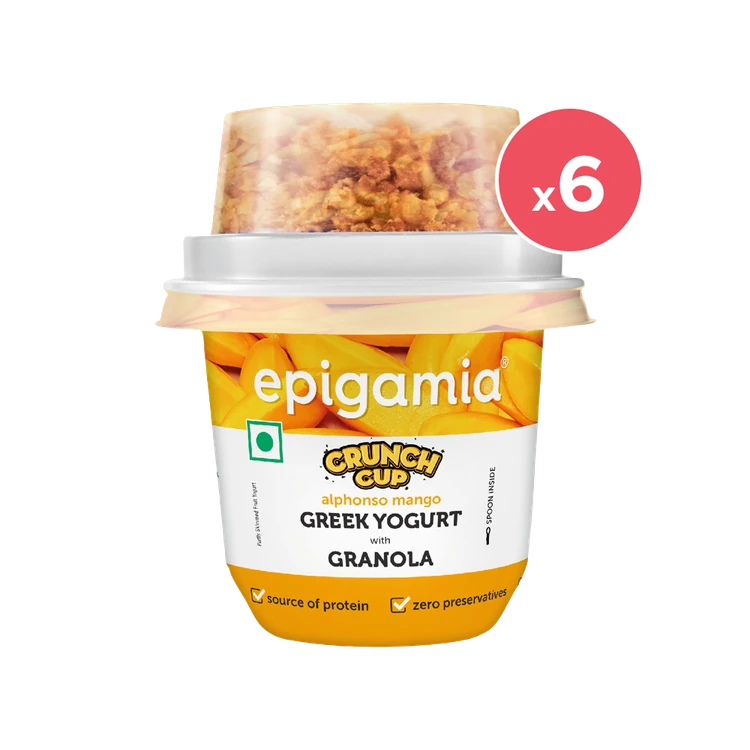 epigamia Mango Crunch Greek Yogurt with Granola - Pack of 6