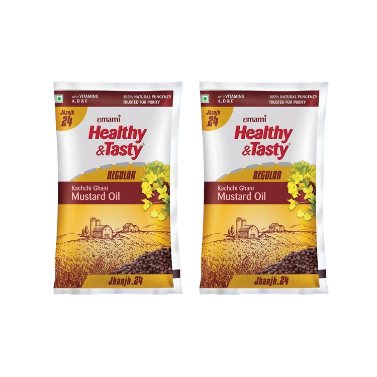 Emami Healthy & Tasty Kachchi Ghani Mustard Oil - Pack of 2 (Sasive Enne)