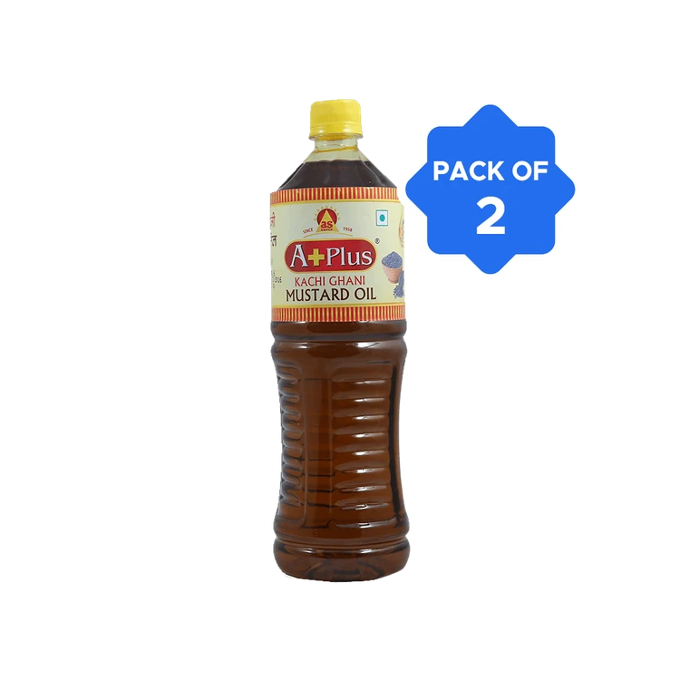 Aplus Kachi Ghani Mustard Oil - Pack of 2 (Sasive Enne)