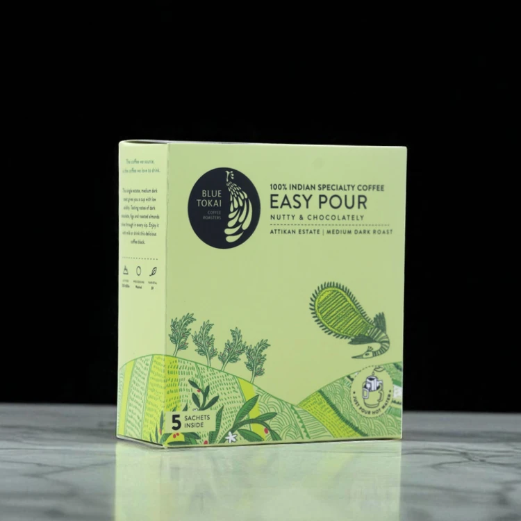 Blue Tokai Easy Pour Attikan Medium Dark Roast Coffee Bags (Nutty & Chocolatey)